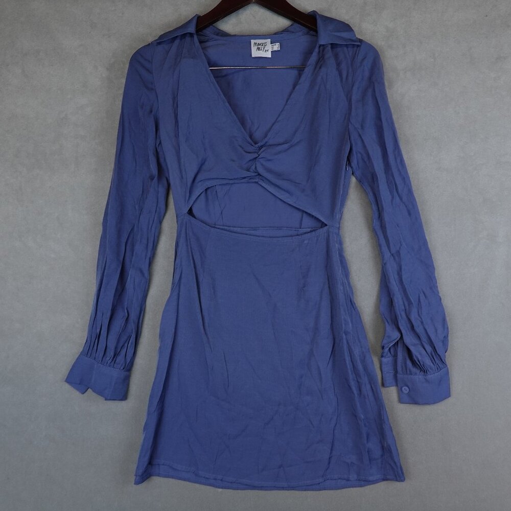 Princess Polly Blue Lawson Cutout Collared Mini Dress